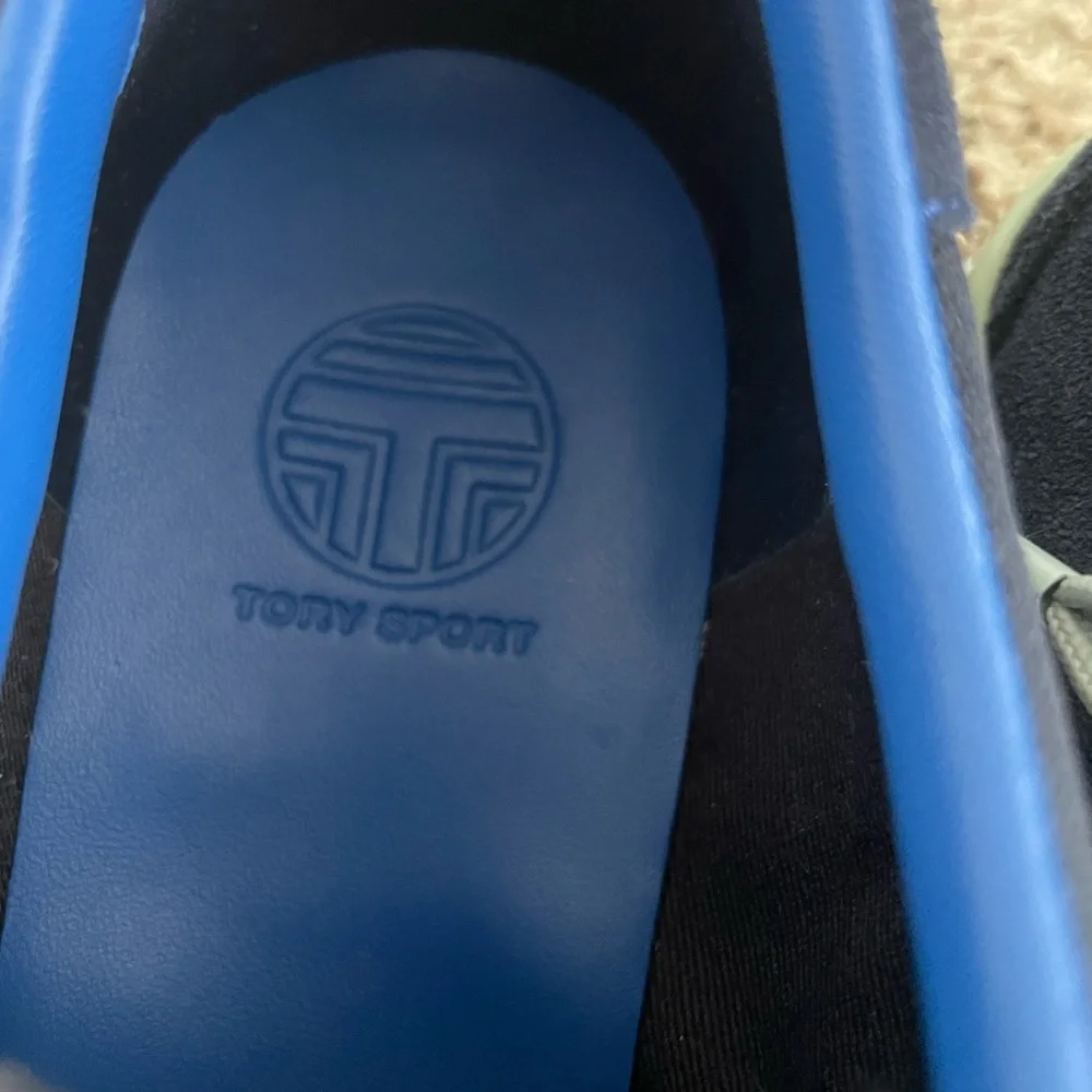 Tory Burch Tory Sport Blue Suede Trainers T Logo